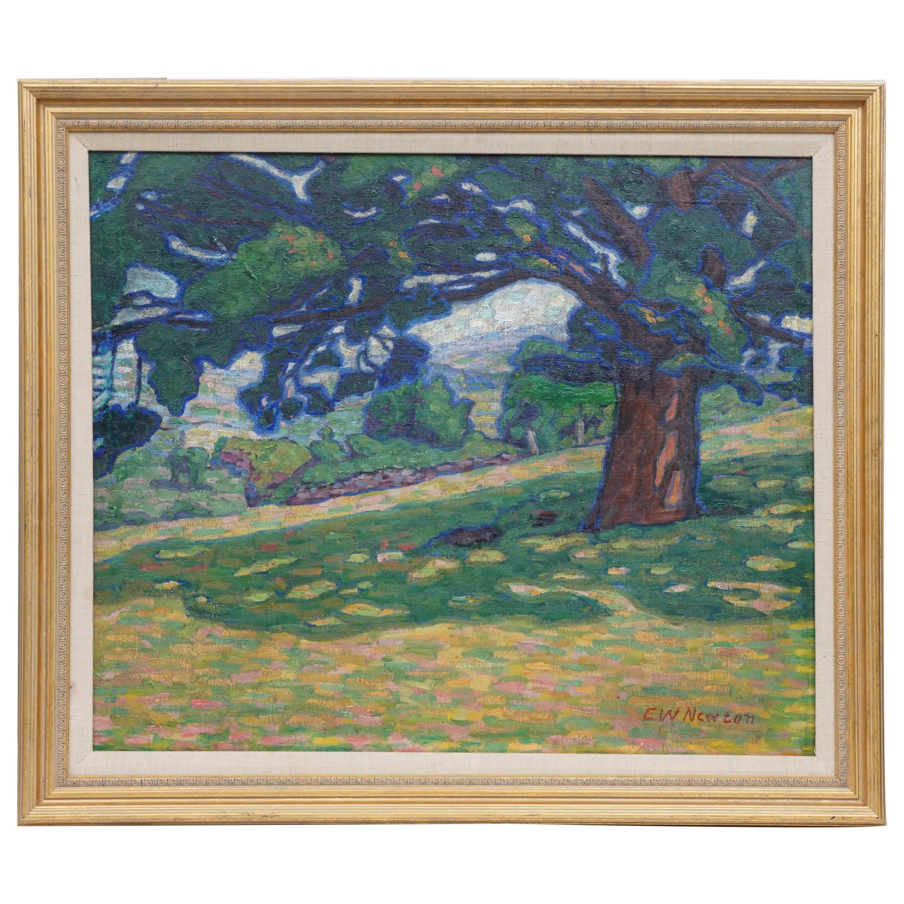 Post Impressionist Landscape Oil on Canvas, by E.W. Newton For Sale