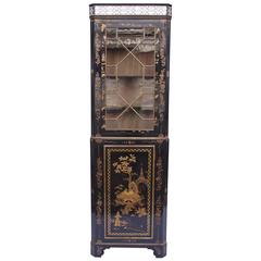 Antique Chinese Lacquer Corner Cupboard Vitrine, circa 1900