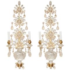 A Pair of Bagues Style 24-Karat Gold Leaf Metal Two-Light Sconces 11