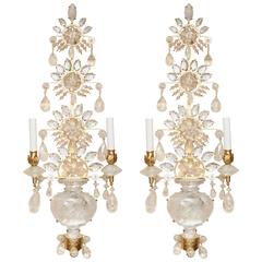 A Pair of 24-Karat Gold Leaf Metal Two-Light Sconces