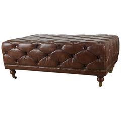  Tufted Leather Ottoman and Coffee Table