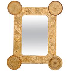 Midcentury Bamboo Framed Mirror