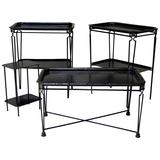Four Black Painted Metal Tray Tables in the 1940s Style, France, circa 1960s