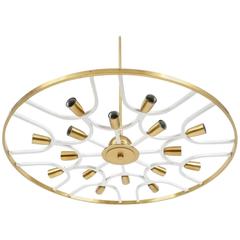 Grand Ornamental Italian Brass Chandelier Or Flush Mount Lamp, circa 1960 8