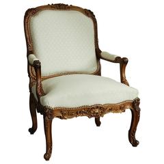 French Late 19th Century Walnut Fauteuil