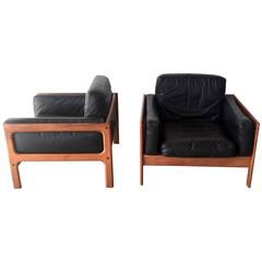 Pair of Komfort Rosewood and Leather Club Chairs