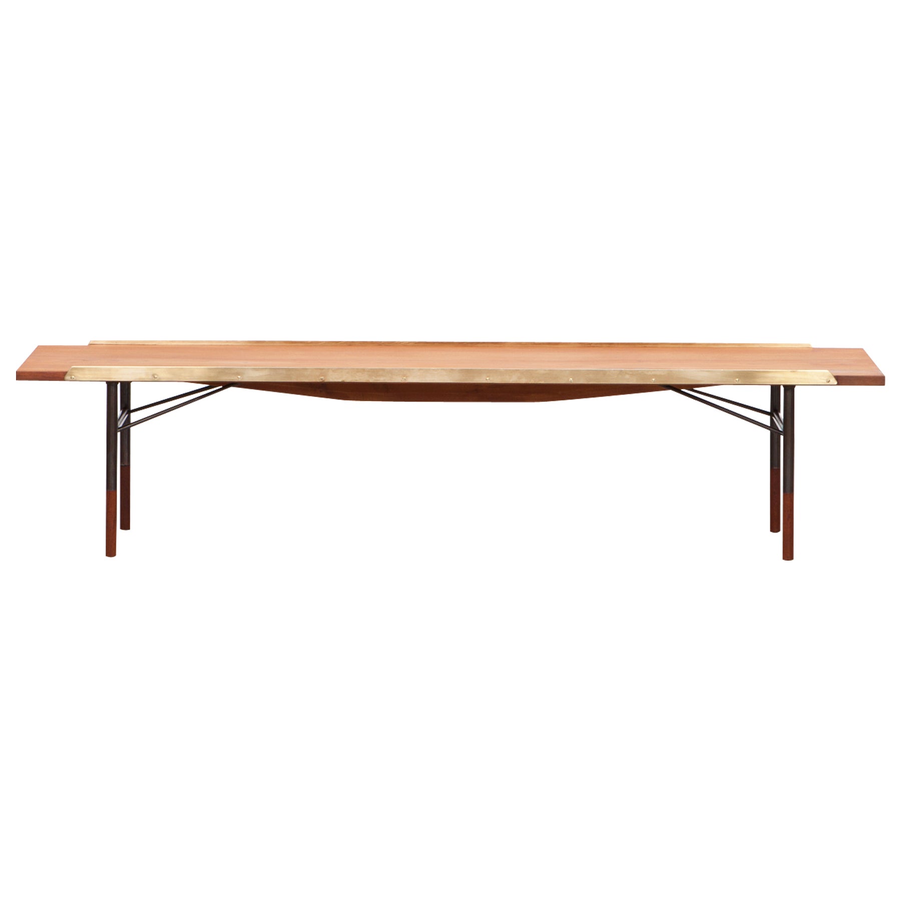 Finn Juhl Table Bench Teak, Brass For Sale at 1stDibs