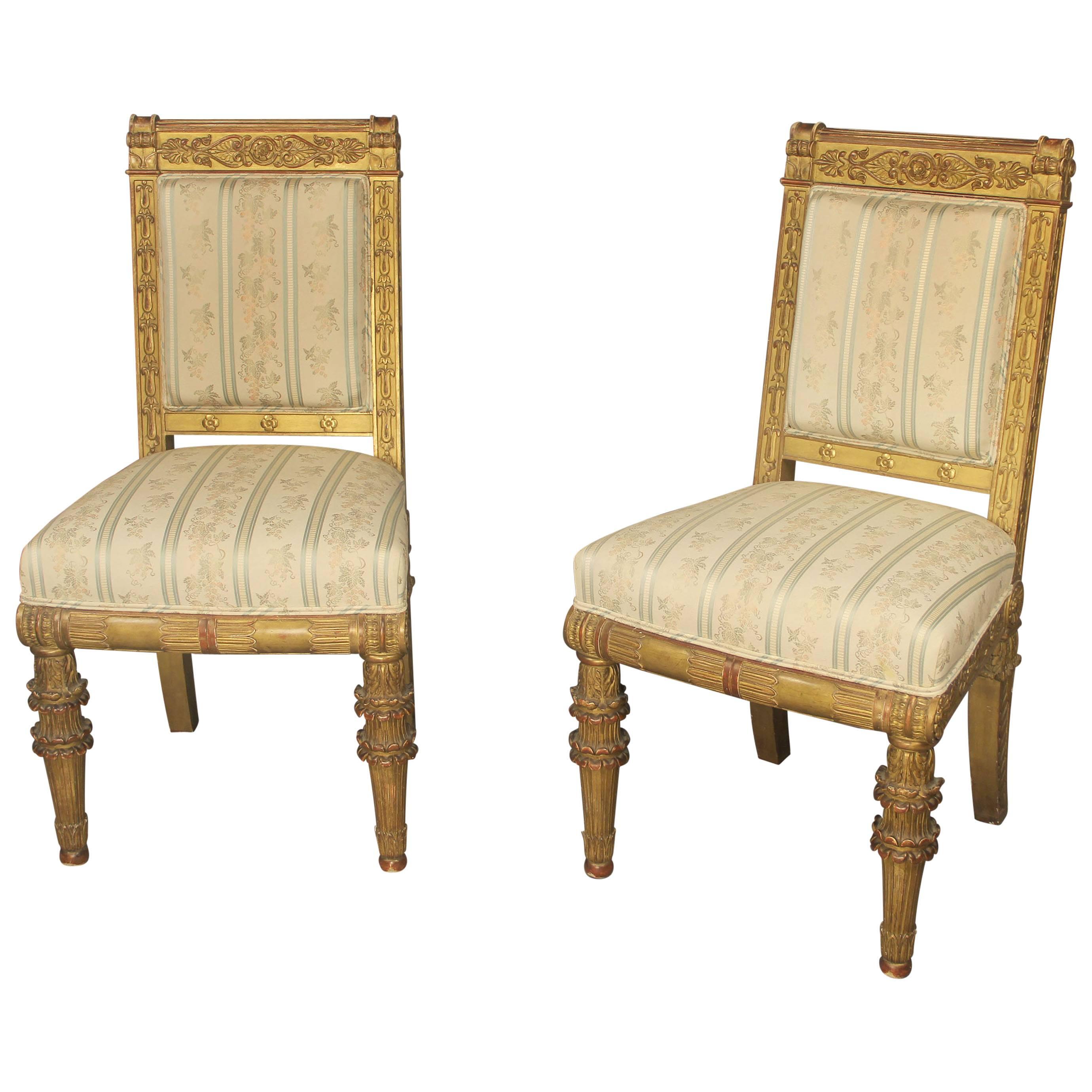 Pair of Late 19th Century Giltwood Chairs