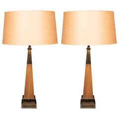 Pair of Tommi Parzinger for Stiffel Obelisk Lamps