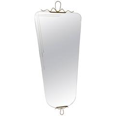 Beautiful Italian Modernist Brass Wall Mirror, 1950s 5