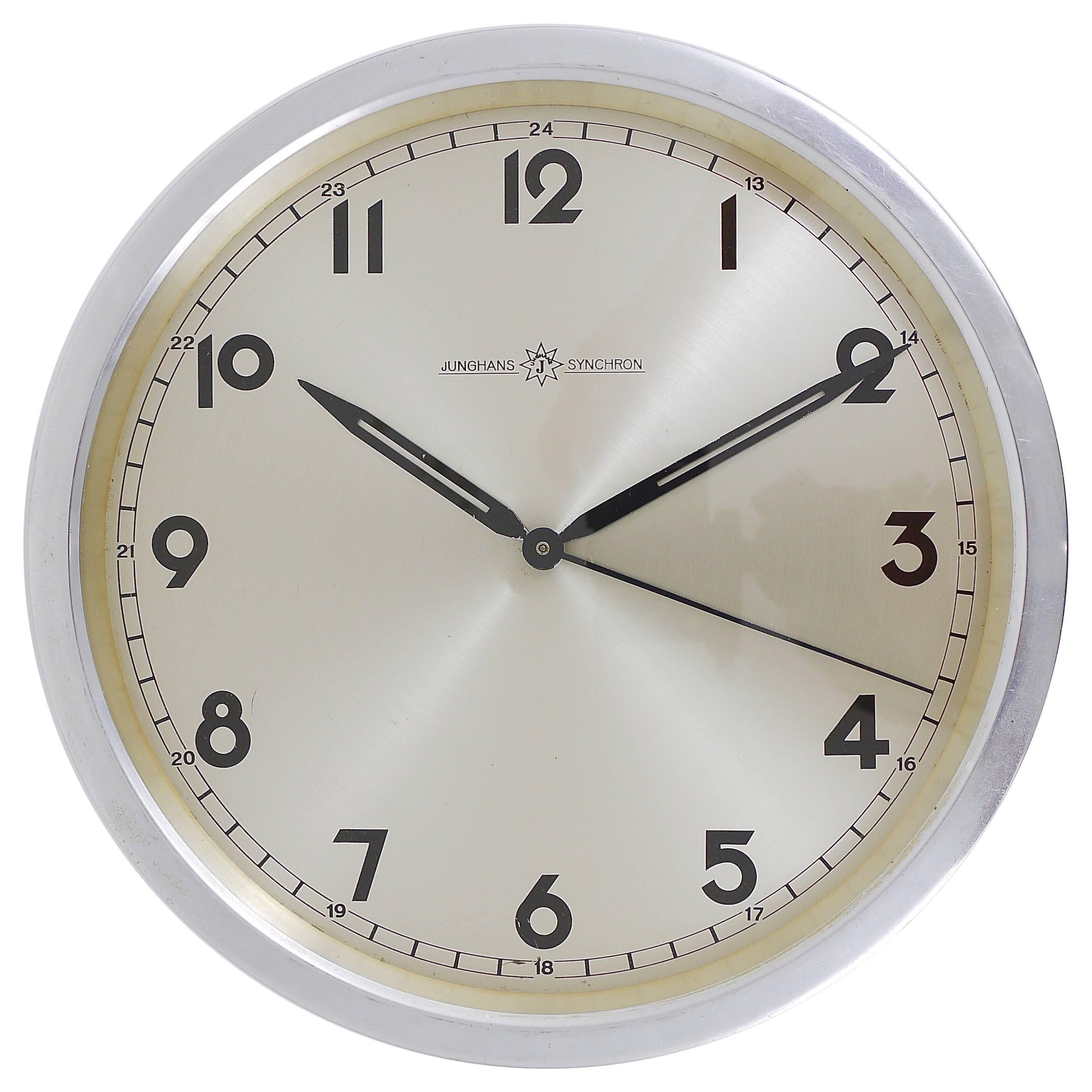 Junghans Synchron Modernist Wall Clock, Germany, 1950s