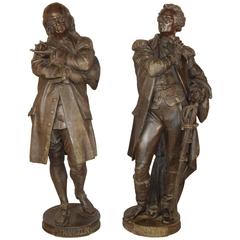 George Washington & Ben Franklin Metal Figures, Signed Carrier