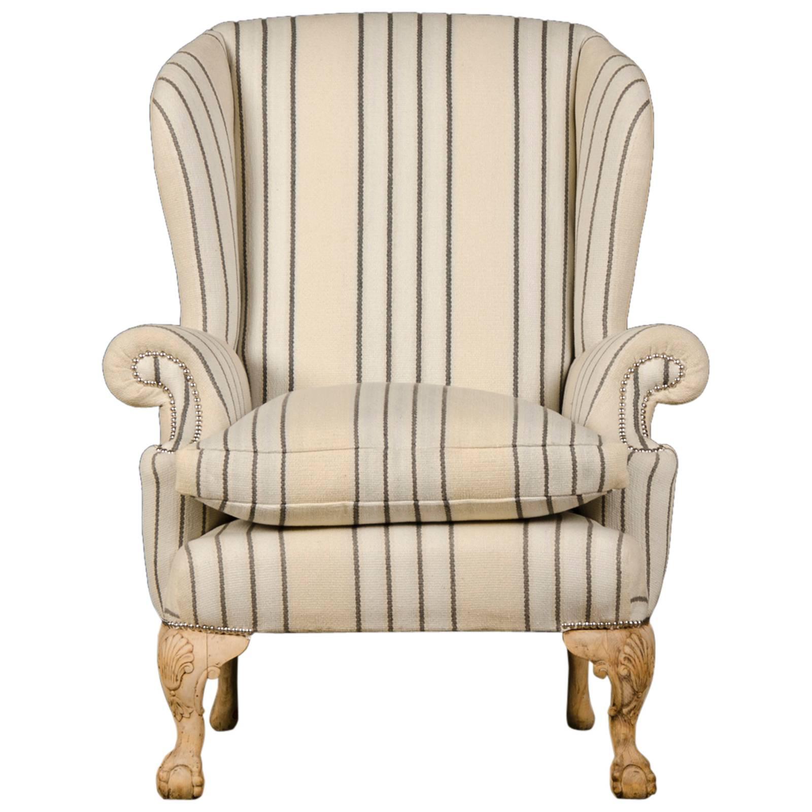Chippendale Style Pale Mahogany Antique English Wing Chair, circa 1880 For Sale