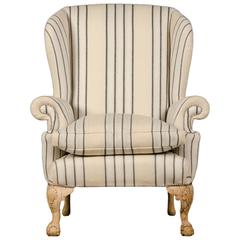 Chippendale Style Pale Mahogany Antique English Wing Chair, circa 1880