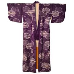 Japanese Meisen Woven Silk Kimono, circa 1900