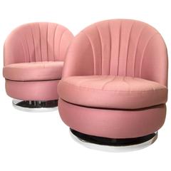 Pair of Milo Baughman for Thayer Coggin Chrome Swivel Chairs 9