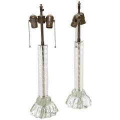 Rare Pair Ferro Toso Barovier Murano lamps 