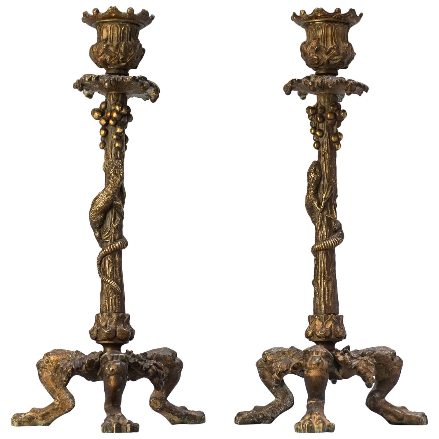 19th c. Set of Delafontaine Candlesticks