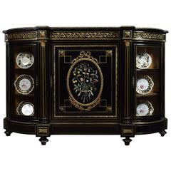 Napoleon III gilt bronze and Pietra Dura mounted ebonized cabinet / credenza 3