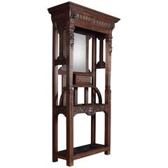 Gothic carved oak hall stand 1