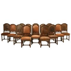 Antique Set of (14) French Walnut Dining Chairs