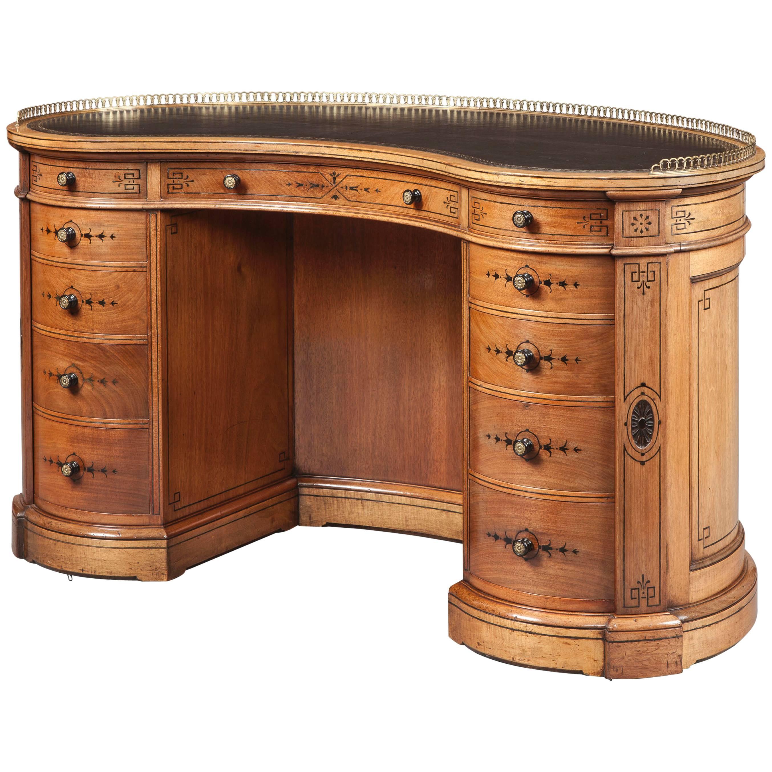 An Antique Kidney Shaped Mahogany Desk by Gillows of London and Lancaster