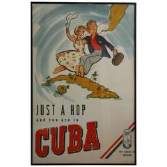 Original Pre-Castro era Cuba Tourism Poster circa 1953