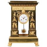 Large and Important Empire Period Ormolu Mantel Clock by Deverberie