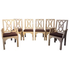 Set of Six Tessellated Chippendale Style Bone Dining Chairs by Enrique Garcel