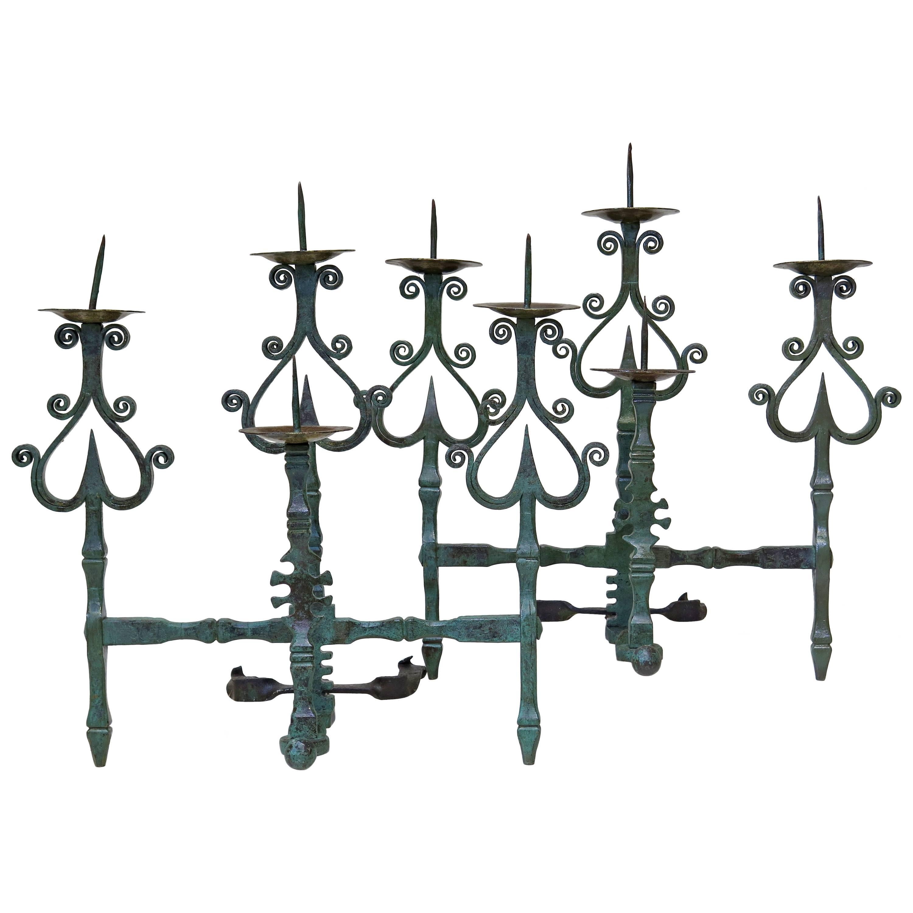 Fabulous Pair of Large Wrought-Iron Sconces, France, Late 1800s