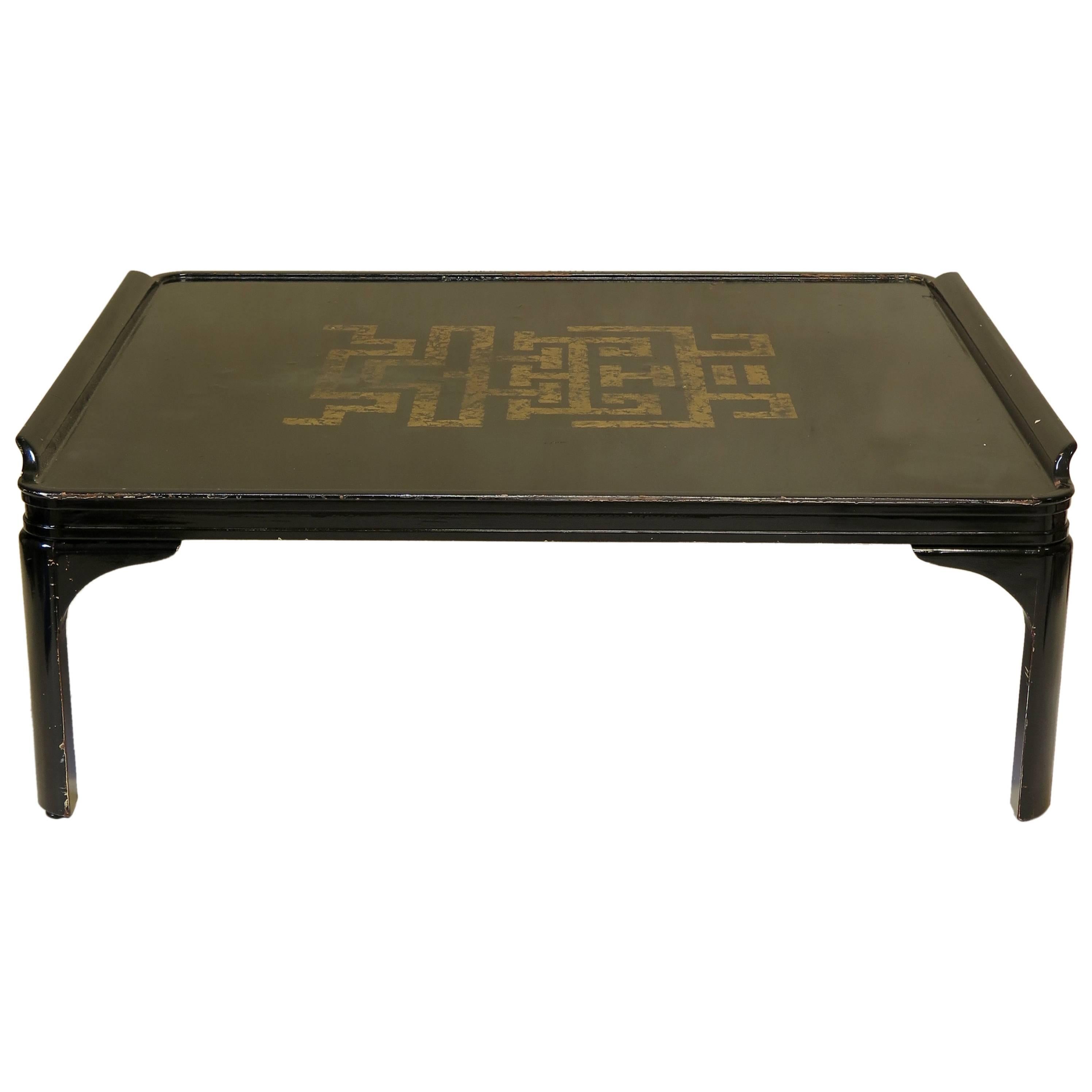 Large Square Chinese Art Deco Style Coffee Table, circa 1940s For Sale