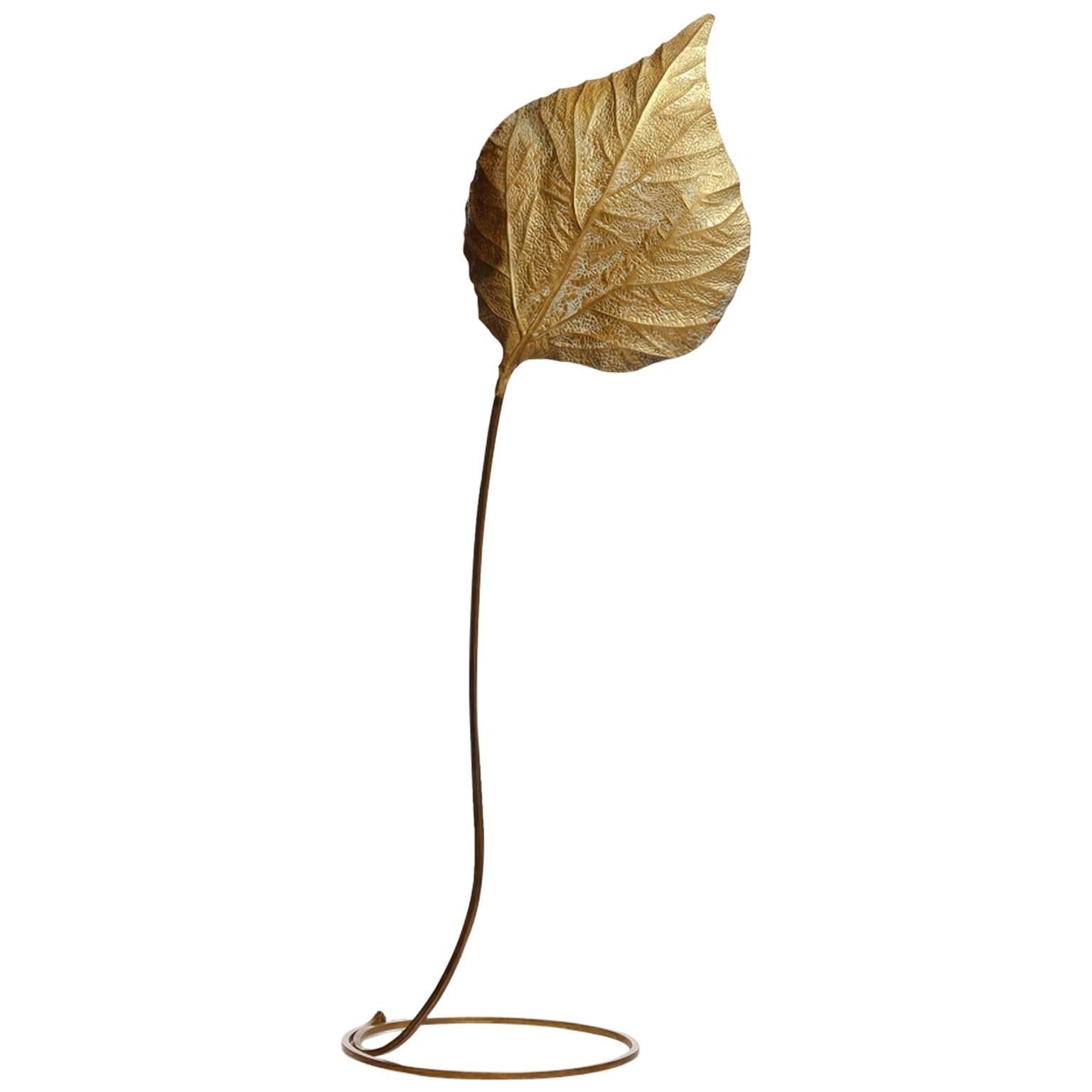 Huge Brass Leaf Floorlamp by Tommaso Barbi 