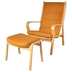 Highback Easy Chair with Ottoman by Hans J. Wegner, circa 1980