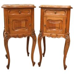 Fine Pair of Walnut French Victorian Period Antique Bedside Cabinets