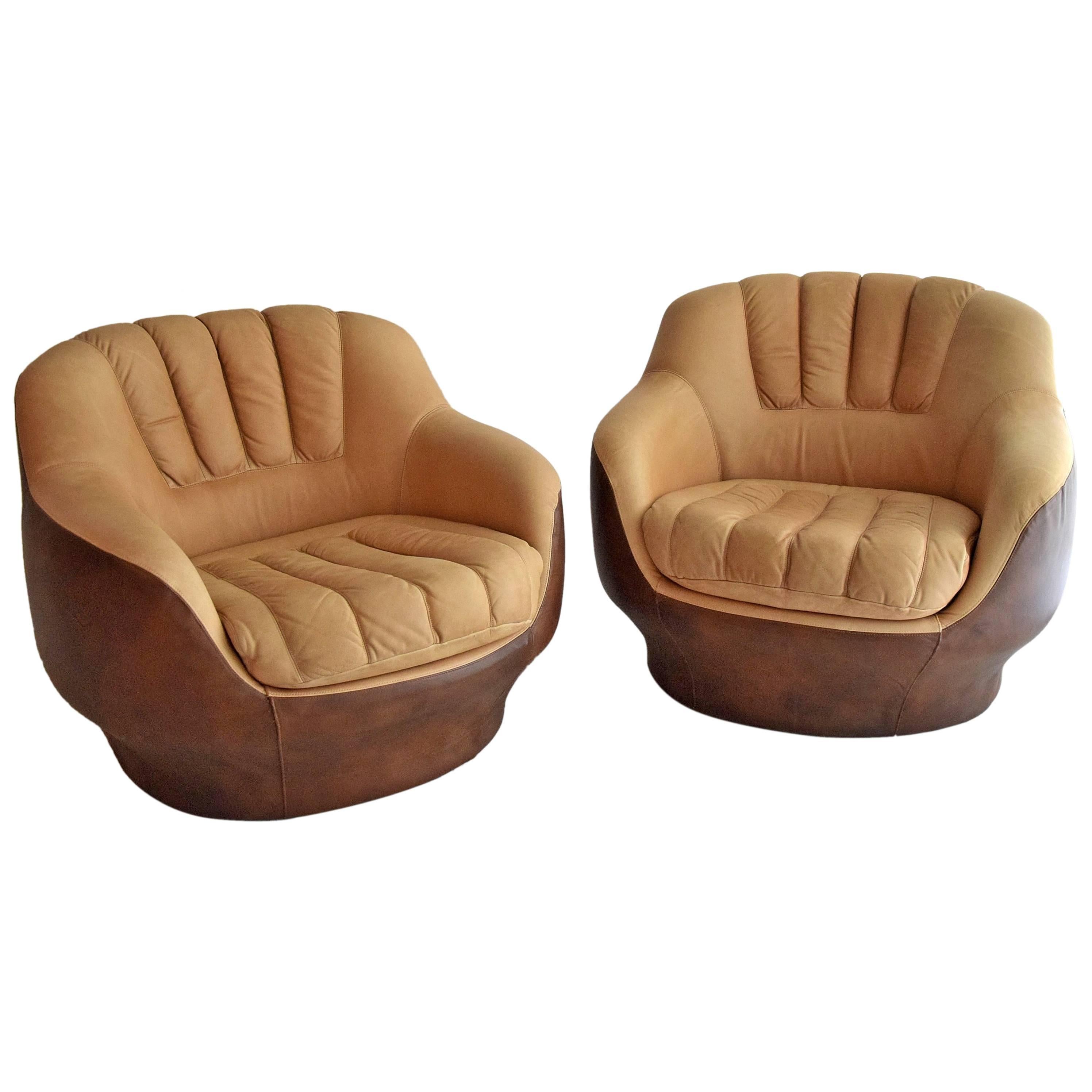 Mid Century Modern Lounge Chairs in the Style of the Sede