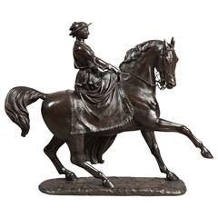 19th Century Bronze Equestrian Statue of the Young Queen Victoria