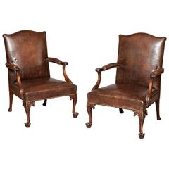 Pair of Antique Gainsborough Library Armchairs