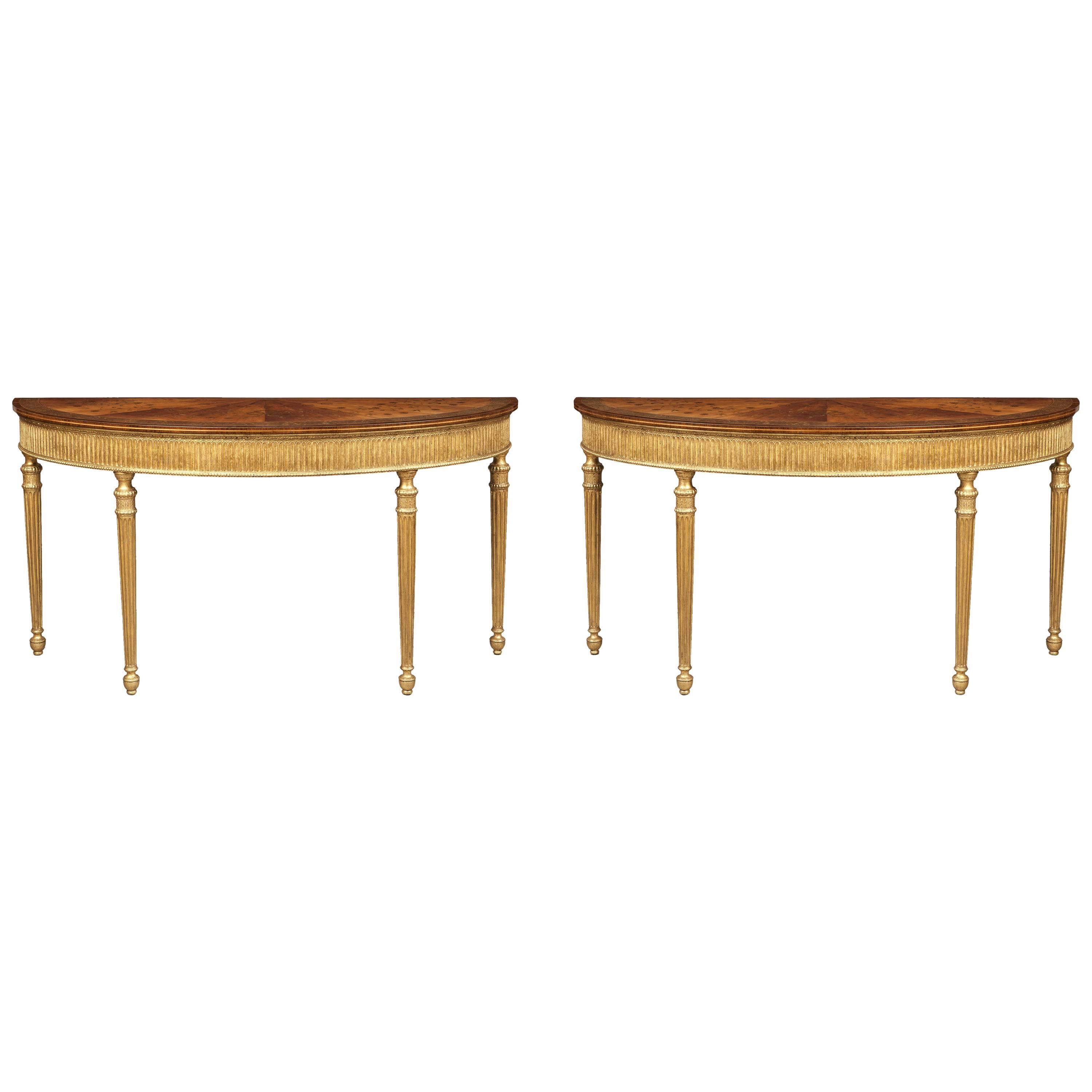 Pair of Console Tables in the Manner of the Adam Brothers by James Hicks