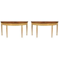 Antique Pair of Console Tables in the Manner of the Adam Brothers by James Hicks