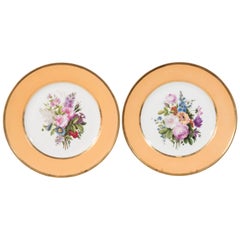 Antique Pair Sèvres Dishes Hand-Painted with Bouquets of Flowers Made circa 1814-1824