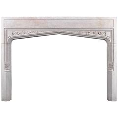 Early 20th Century Tudor Revival Style Derbyshire Fossil Limestone Fireplace