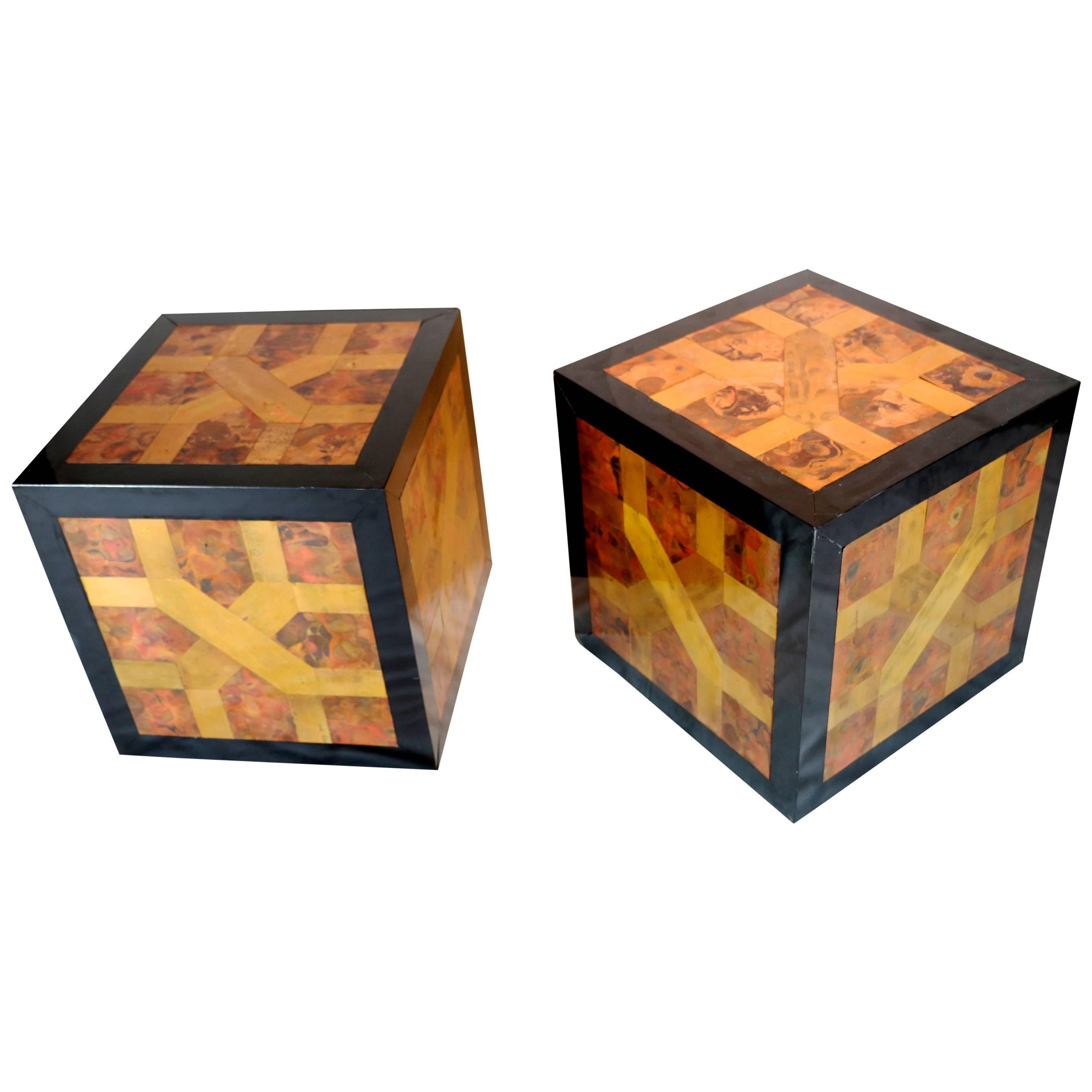 1970s Pair of Cubes in Black Bakelite