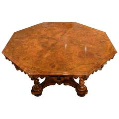 A Burr Walnut Early Victorian Period 8 Seater Antique Dining/Centre Table