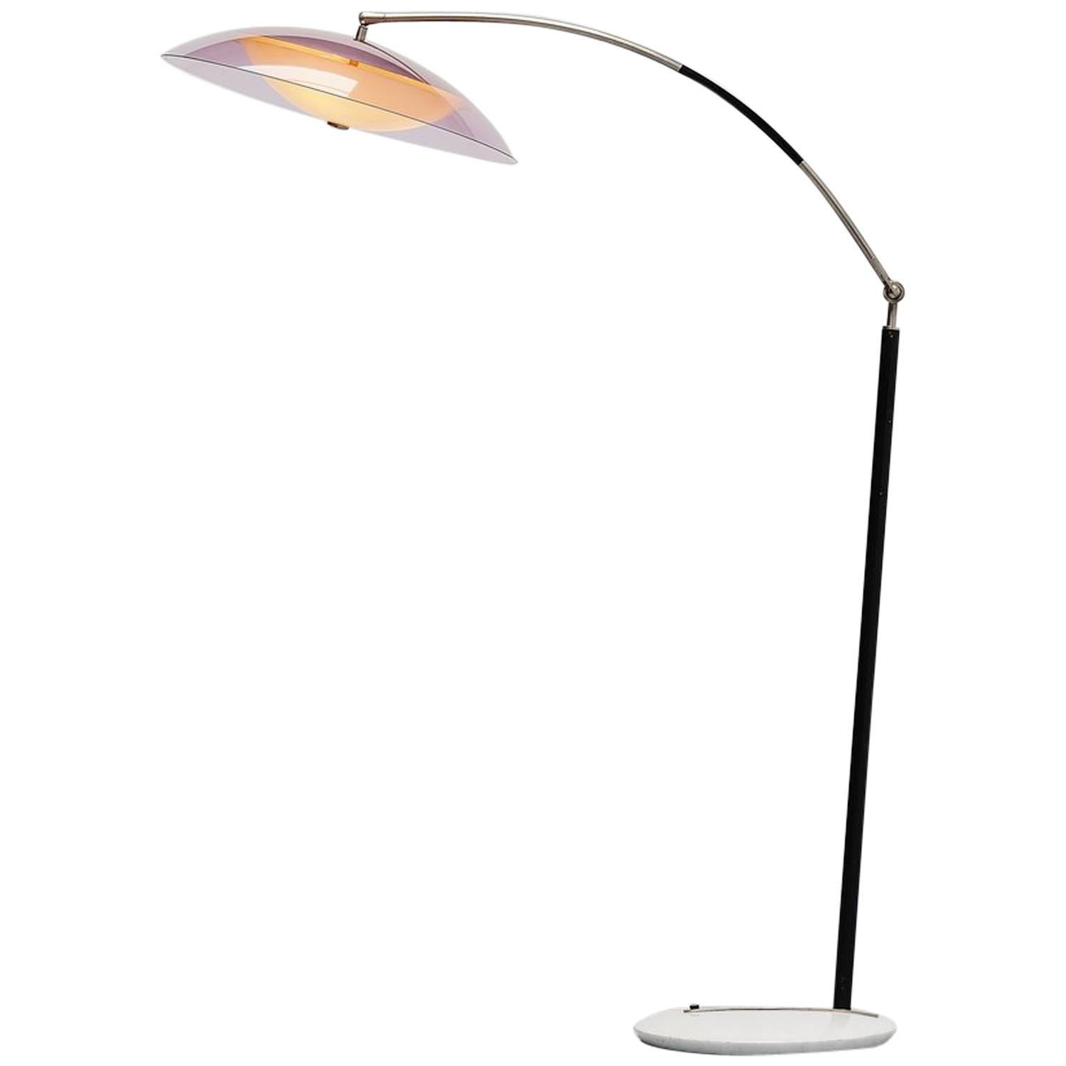 Stilux arc floor lamp in plexi and marble Italy 1960