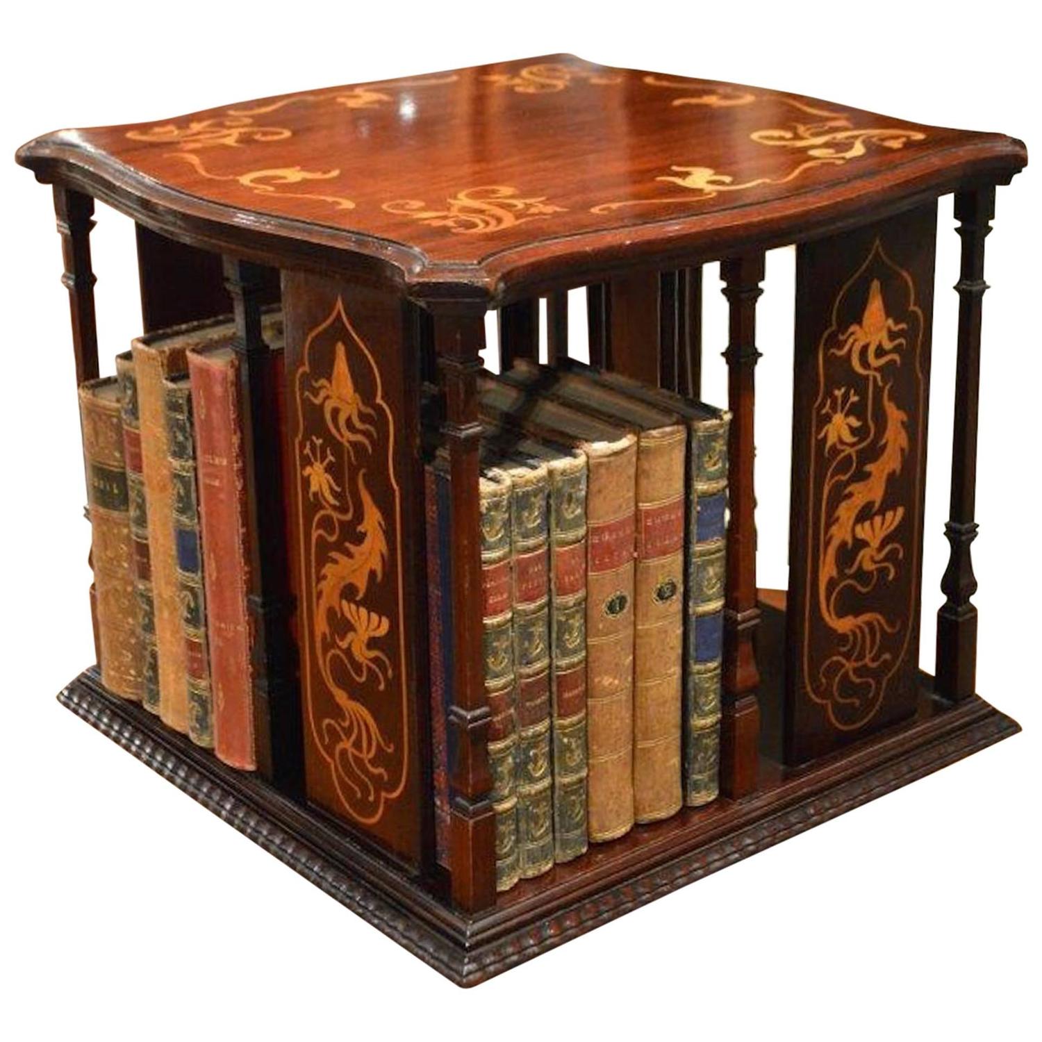 A Small Mahogany Edwardian Period Revolving Book Table Bookcase By