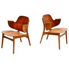 Hans Olsen lounge chairs model 107 Bramin Denmark 1950