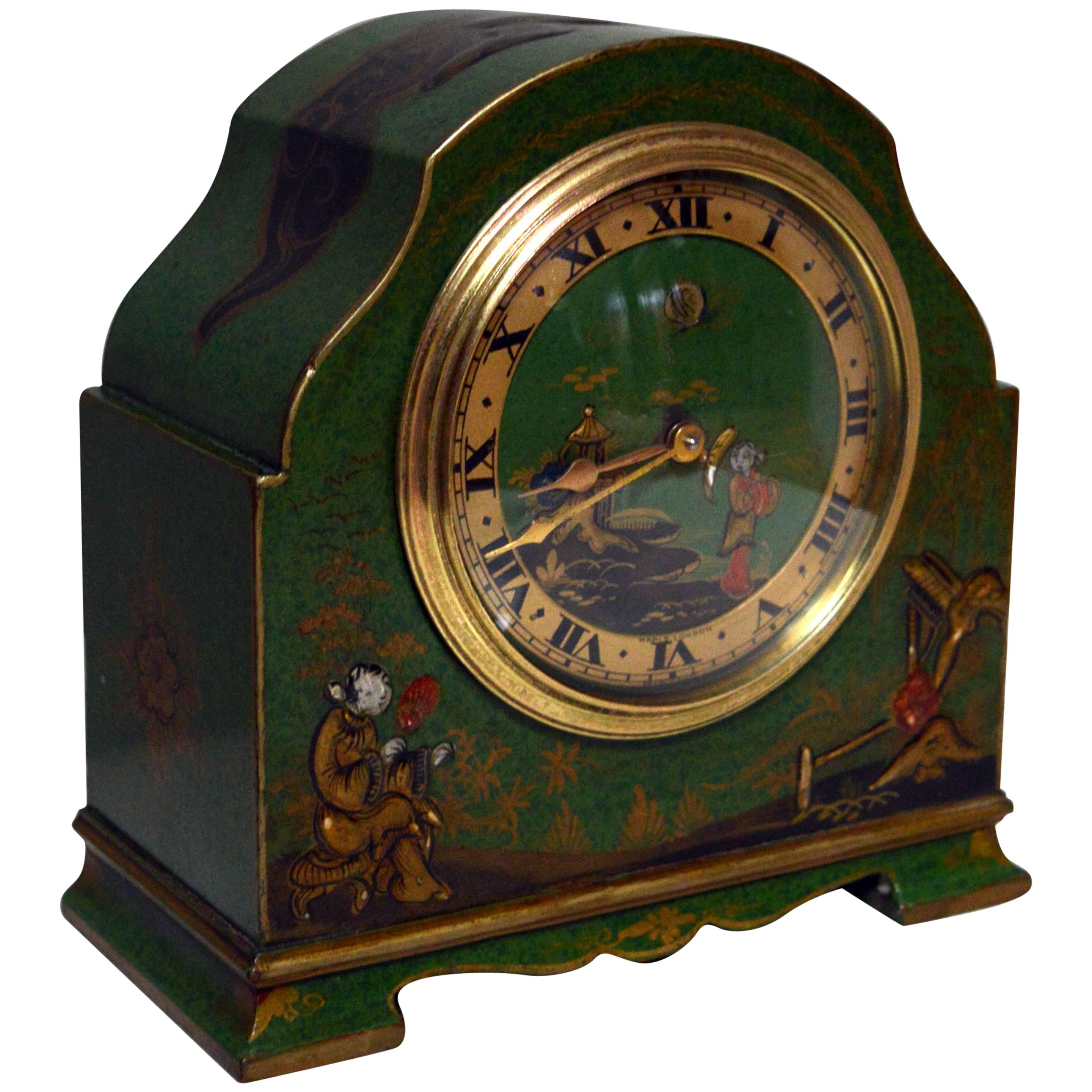 Green Chinoiserie Mantel Clock