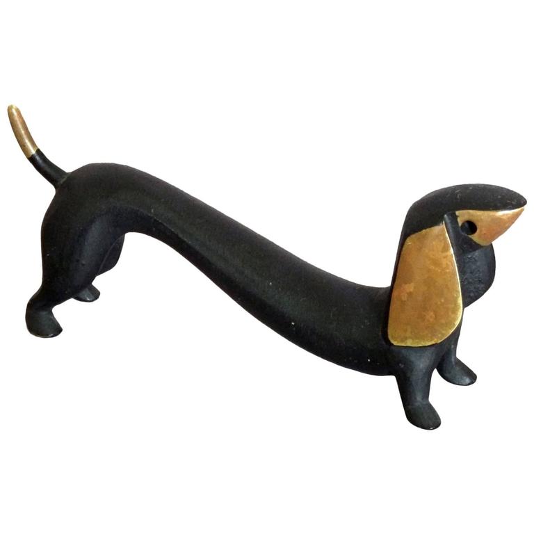 Nicely Cast Bronze Mini Dachshund Sculpture at 1stDibs