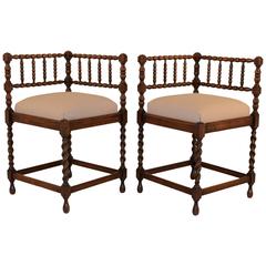 Antique 19th Century Pair of French Corner Chairs