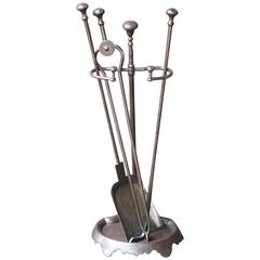 19th Century English Fireplace Tool Set and Stand, Fire Irons